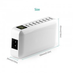 40W - Carregador inteligente - multiportas - 8 USB - 5V 8A - LED