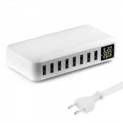 40W - Carregador inteligente - multiportas - 8 USB - 5V 8A - LED