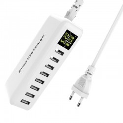 40W - Carregador inteligente - multiportas - 8 USB - 5V 8A - LED