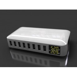 40W - Carregador inteligente - multiportas - 8 USB - 5V 8A - LED