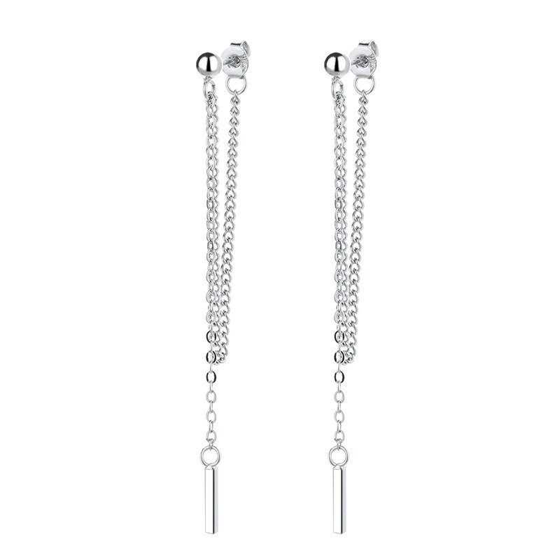 Long silver earrings - with chainEarrings