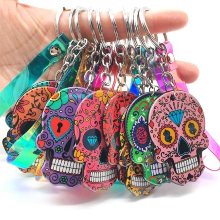 Caveira mexicana colorida - chaveiro
