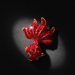 Peixinho dourado de cristal vermelho - broche elegante