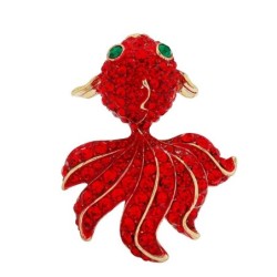 Peixinho dourado de cristal vermelho - broche elegante