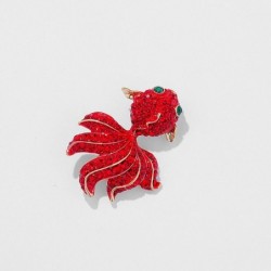 Peixinho dourado de cristal vermelho - broche elegante