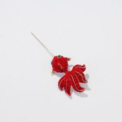 Peixinho dourado de cristal vermelho - broche elegante