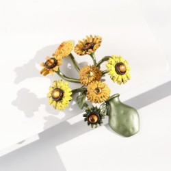 Vaso com girassóis - broche retrô
