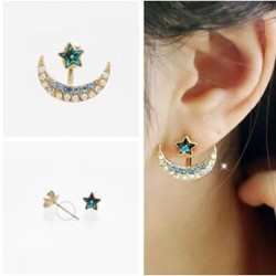 Blue crystal moon / star - stud earringsEarrings