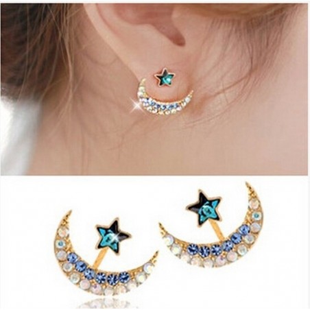 Blue crystal moon / star - stud earringsEarrings