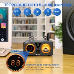 AIYIMA T9 PRO - Amplificador de áudio APTX HD Bluetooth - 100W * 2 - HiFi Estéreo com medidor VU