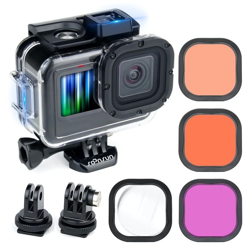 Waterproof case with filters for GoPro Hero 9 - 10 - 11 - 12 - protective HousingLenses & filters