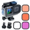 Estojo à prova d'água com filtros para GoPro Hero 9 - 10 - 11 - 12 - Caixa protetora