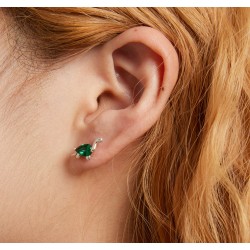 925 Sterling silver dinosaur with green zircon - stud earringsEarrings