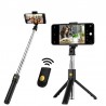 Bastão de selfie 3 em 1 - sem fio - Bluetooth - monopé portátil dobrável - tripé - com controle remoto