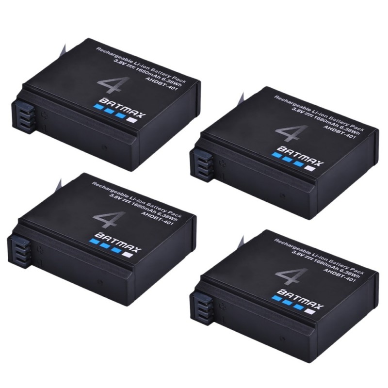 Bateria 1680mAh AHDBT- 401 - para câmera de ação GoPro Hero 4 - 4 peças