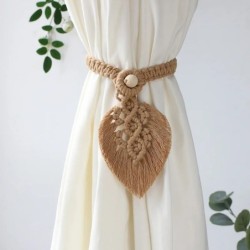 Curtain tieback - bohemian braided with tassel leafCurtains