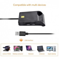 UTHAI - Leitor de cartão inteligente - para cartão bancário / SIM / IC / ID / EMV / SD / TF / MMC / USB - ISO / Windows / Linux