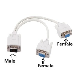 VGA SVGA - 1 to 2 monitors - male to 2 dual female Y - 15 pin - adapter - splitter cableCables
