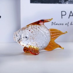 Estatueta de peixinho dourado de cristal colorido