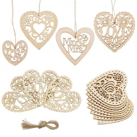 Enfeite de casamentos de madeira - coração de amor cortado a laser - enfeite pendurado - decoração de casamento rústico