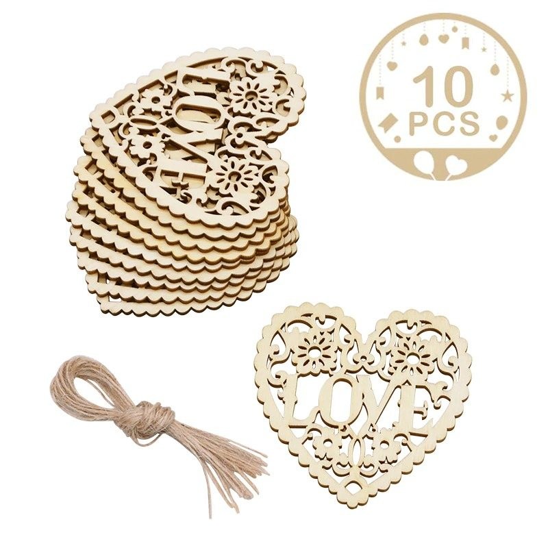 Enfeite de casamentos de madeira - coração de amor cortado a laser - enfeite pendurado - decoração de casamento rústico