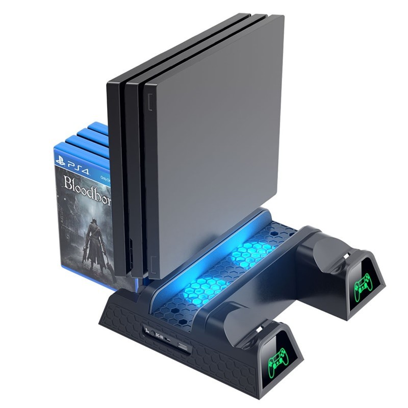 Base de carregamento dupla - suporte de resfriamento - LED - para controlador PS4 / PS4 Slim / PS4 Pro