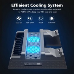 Base de carregamento dupla - suporte de resfriamento - LED - para controlador PS4 / PS4 Slim / PS4 Pro