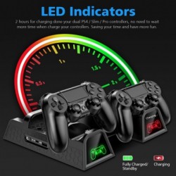 Base de carregamento dupla - suporte de resfriamento - LED - para controlador PS4 / PS4 Slim / PS4 Pro