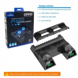 Base de carregamento dupla - suporte de resfriamento - LED - para controlador PS4 / PS4 Slim / PS4 Pro