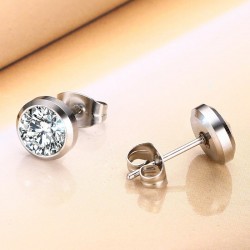 Classic small earrings - with a round white crystalEarrings