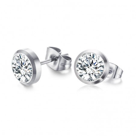 Brincos pequenos clássicos - com cristal branco redondo