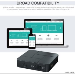 Receptor de áudio - transmissor - Bluetooth - conector AUX de 3,5 mm - RCA - USB - adaptador sem fio com microfone