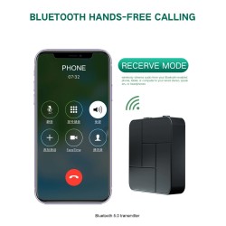 Receptor de áudio - transmissor - Bluetooth - conector AUX de 3,5 mm - RCA - USB - adaptador sem fio com microfone