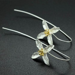 Silver flower with four leaves - earringsEarrings