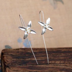 Silver flower with four leaves - earringsEarrings