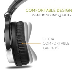 Fones de ouvido profissionais para estúdio de DJ - fone de ouvido estéreo com fio - com microfone