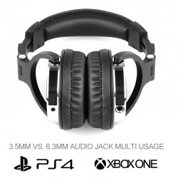 Fones de ouvido profissionais para estúdio de DJ - fone de ouvido estéreo com fio - com microfone