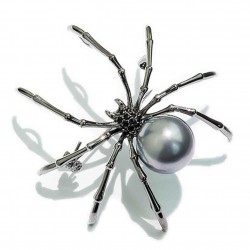Black spider with pearl - elegant broochBrooches