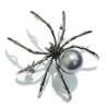 Aranha preta com pérola - broche elegante