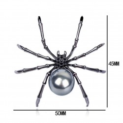 Aranha preta com pérola - broche elegante