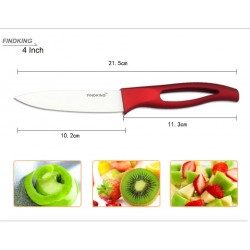 Conjunto de facas de cozinha em cerâmica - com suporte - cabos vermelhos