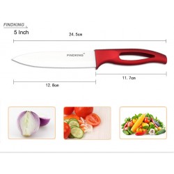 Conjunto de facas de cozinha em cerâmica - com suporte - cabos vermelhos