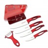 Conjunto de facas de cozinha em cerâmica - com suporte - cabos vermelhos