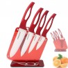 Conjunto de facas de cozinha em cerâmica - com suporte - cabos vermelhos
