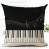 Capa de almofada decorativa - temas de notas musicais - algodão - 45 * 45cm -