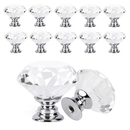 Decorative furniture knob - handle - drawer - wardrobe - crystal diamond - 30mmFurniture