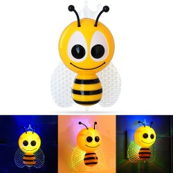 Luz noturna LED - tomada de parede - com sensor - abelha de desenho animado