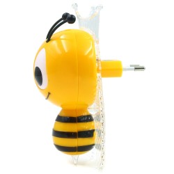 Luz noturna LED - tomada de parede - com sensor - abelha de desenho animado