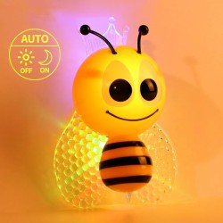 Luz noturna LED - tomada de parede - com sensor - abelha de desenho animado