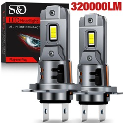 Lâmpada para farol Mini H7 LED 250W CSP - 320000lm - lâmpadas de diodo automático - H7 Turbo LED - 12V - 6500K